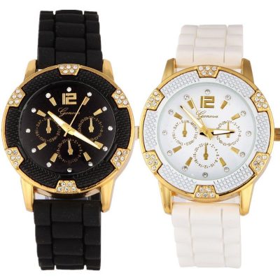 Rhinestone Faux Chronograph Silicone Watch 2-Pack Only $5.95 + FREE Shipping!