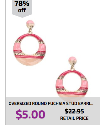 Oversized Round Fuchsia Stud Earrings As Low As $2 Shipped!