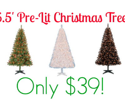 6.5′ Pre-Lit Christmas Trees Only $39 + FREE Store Pick Up!