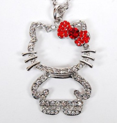 Hello Kitty Rhinestone with Red Bow Necklace Only $2.58 + FREE Shipping!