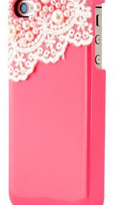 Lace and Pearl Hot Pink Hard Case Cover for iPhone 4, 4G and 4S Only $1.83 Shipped!