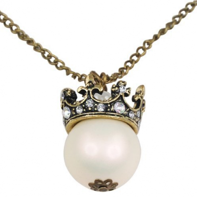 Vintage Pearl Crown Necklace Only $4.93 + FREE Shipping!