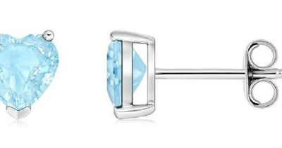 Sterling Silver 5MM Heart Cut Aquamarine Studs Only $5.99! Down From $99.99! Ships FREE!