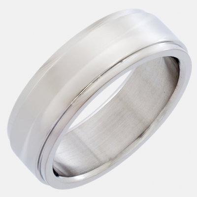 Titanium Flat Top Ring With High Polished Center And Stepped Edges Only $5.99! Down From $199.95!