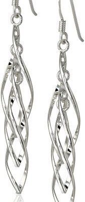 Price Drop! - Silver Linear Swirl French Wire Earrings - Now Only $14.99!