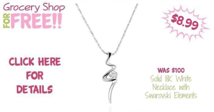 Solid 18K White Necklace with Swarovski Elements Just $8.99! Down From $99.99! Ships FREE!