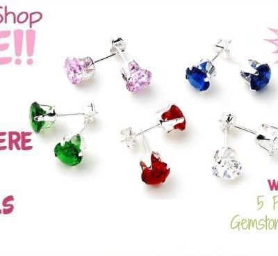 5 Pairs: 5ctw Gemstone 6mm Studs Just $9.99! Down From $180!