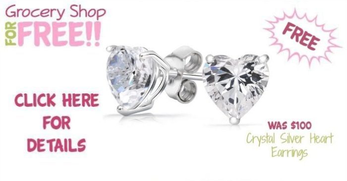FREE Crystal Silver Heart Earrings! Down From $99.99!