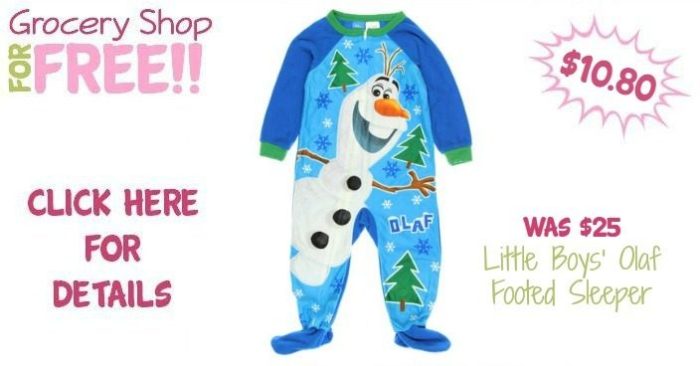 Little Boys' Olaf Footed Sleeper Just $10.80! Down From $25!