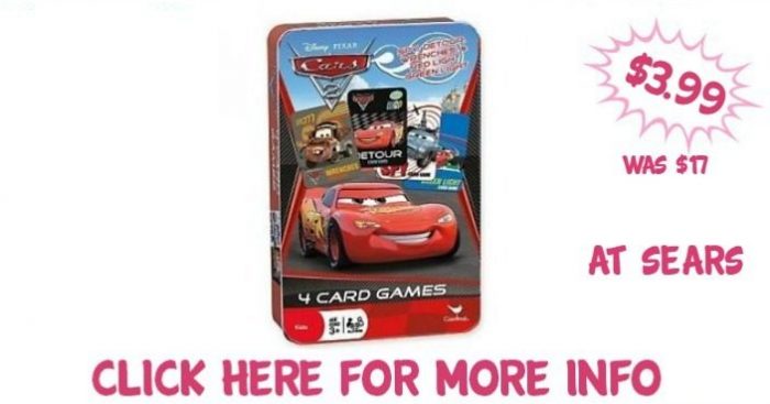 Disney Pixar Cars 4-Card Games in Tin Box Just $3.99! Down From $17!