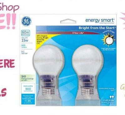 GE 60W Equivalent CFL Light Bulb, 2-Pack Just $6.00! Down From $12.88!
