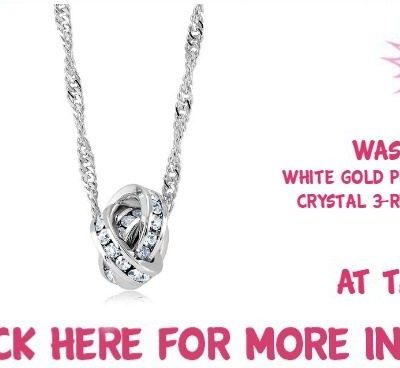White Gold Plated Preciosa Crystal 3-Ring Necklace Just $9.99! Down From $125!