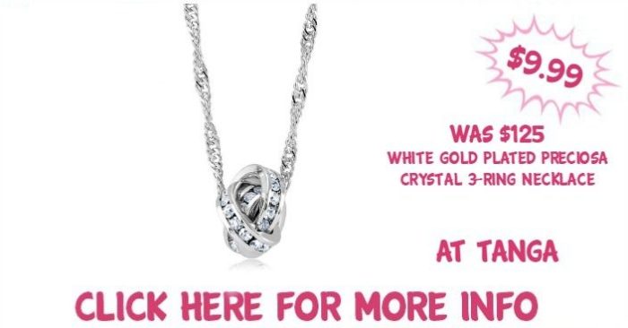 White Gold Plated Preciosa Crystal 3-Ring Necklace Just $9.99! Down From $125!