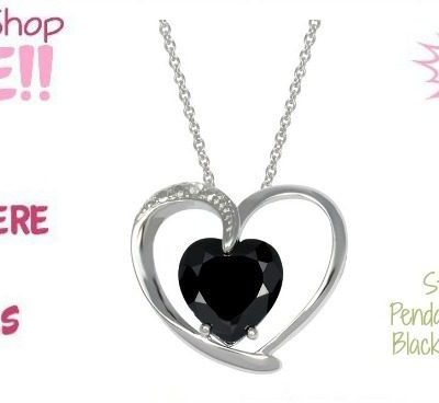 Sterling Silver Pendant with Imitation Black Diamond Heart Stone Just $9.00! Down From $89.99!