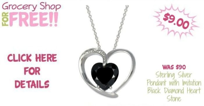 Sterling Silver Pendant with Imitation Black Diamond Heart Stone Just $9.00! Down From $89.99!