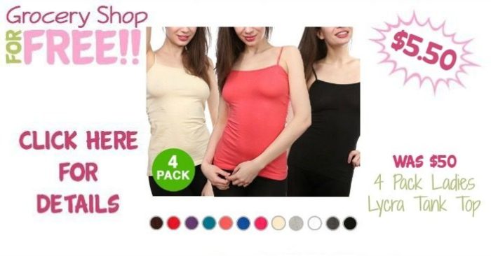 4 Pack Ladies Lycra Tank Top Just $5.50! Down From $50! Ships FREE!