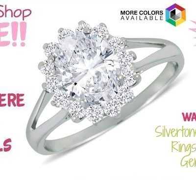 Silvertone Brass Halo Rings with CZ Gemstones Just $6.99! Down From $119.99! Ships FREE!