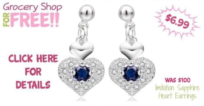 Imitation Sapphire Heart Earrings Just $6.99! Down From $99.99! Ships FREE!