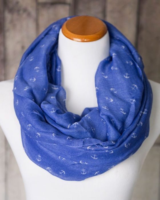 Nautical Anchor Print Infinity Scarf Only $13.95!