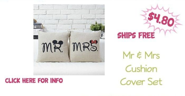 Mr & Mrs Cushion Cover Set Just $4.80 Plus FREE Shipping!