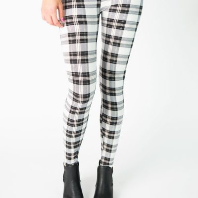 Ivory And Black Plaid Print Leggings Only $19.99 Ships FREE!