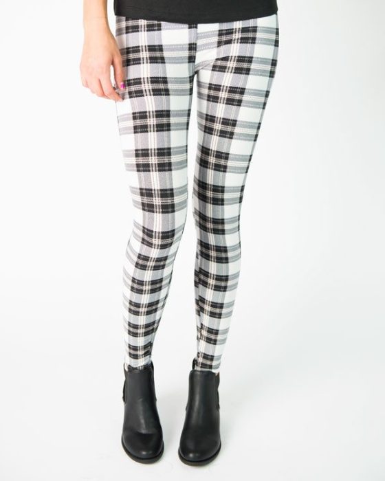 Ivory And Black Plaid Print Leggings Only $19.99 Ships FREE!
