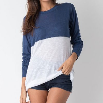 Navy Two-Tone Long-Sleeve Tee Only $9.99!