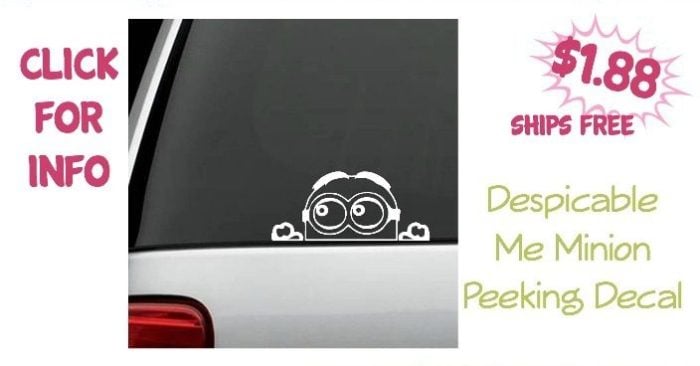 Despicable Me Minion Peeking Decal Only $1.88 + FREE Shipping!