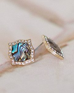 Cassie Shell Studs With Jeweled Edge Just $9.95 2