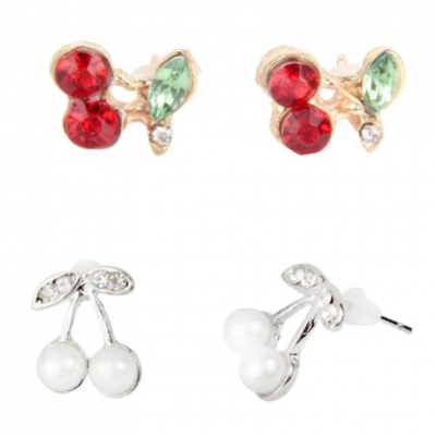 Cute Cherry Rhinestone Earrings Only $2.59 + FREE Shipping!