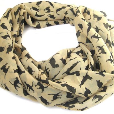 Chiffon Black Cat Print Scarf Just $2.55 + FREE Shipping!