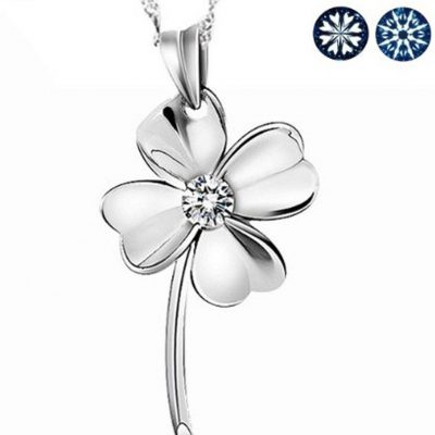 4 Leaf Clover of Faith, Hope, Love, Luck Crystal Sterling Necklace Just $3.68 Shipped!