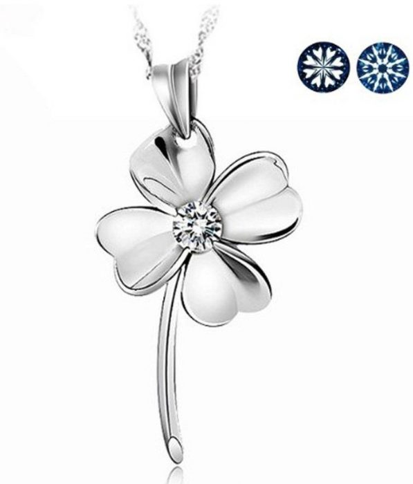 4 Leaf Clover of Faith, Hope, Love, Luck Crystal Sterling Necklace Just $3.68 Shipped!