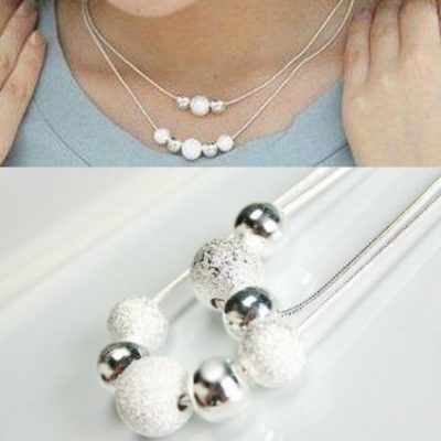 Silver Ball Double Layer Necklace Just $2.99 + FREE Shipping!