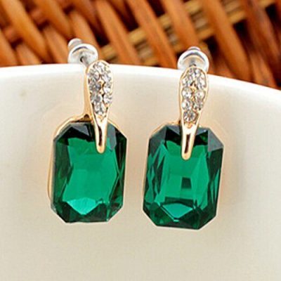 Graceful Green Square Crystal Earrings Only $2 Ships FREE!