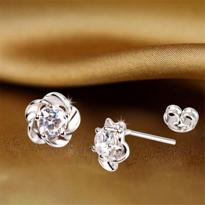 Platinum Plated Flower Earrings Only $2.02 Ships FREE!