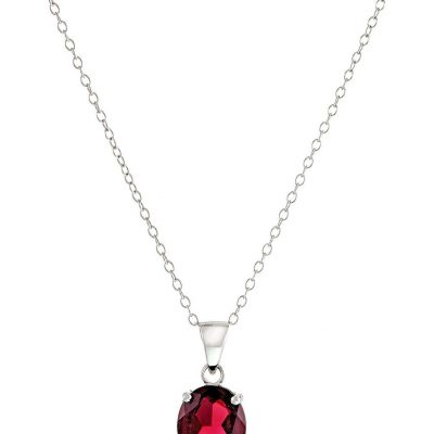 Sterling Silver and Garnet Pendant Necklace, 18″ Just $16.50!  Down From $75!!