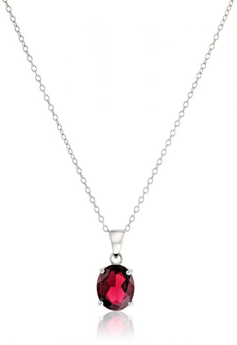 Sterling Silver and Garnet Pendant Necklace, 18" Just $16.50! Down From $75!!