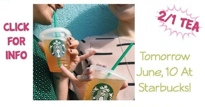 June 10 Only - Tea 2 For 1 At Starbucks!