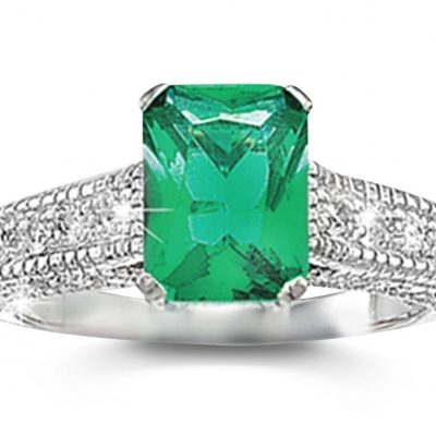 Simulated Emerald and CZ Avenue Solitaire Ring Only $9.99!  Ships FREE!