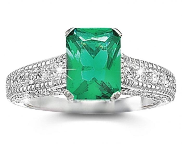 Simulated Emerald and CZ Avenue Solitaire Ring Only $9.99! Ships FREE!
