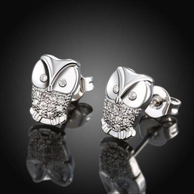 White Gold Plated Owl Studded Earrings Just $8.99! Down From $99.99! Ships FREE!