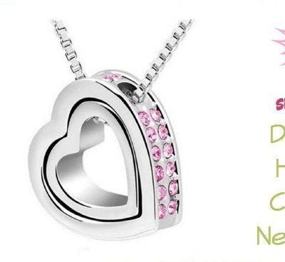 Double Heart Crystal Necklace Just $3.19 + FREE Shipping!