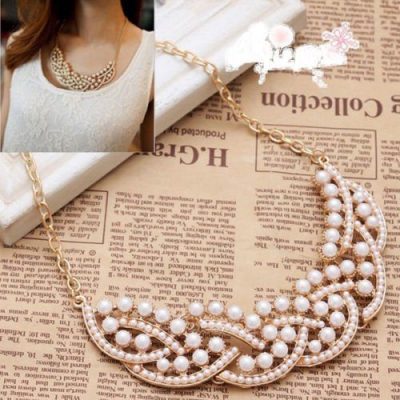Imitation Pearl Bib Necklace Only $4.99!