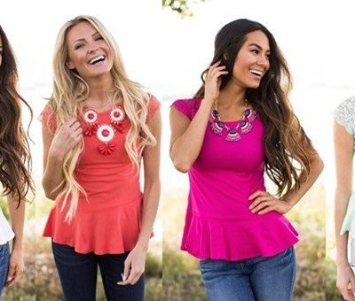 Lace Sleeves Peplum Top Only $14.98 At Jane!