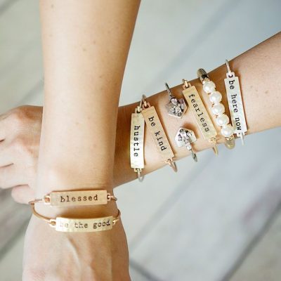 Stamped Sayings Bar Bracelets Only $6.99!