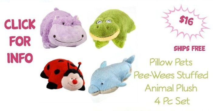 Pillow Pets Pee-Wees Stuffed Animal Plush 4 Pc Set Only $16! Ships FREE!
