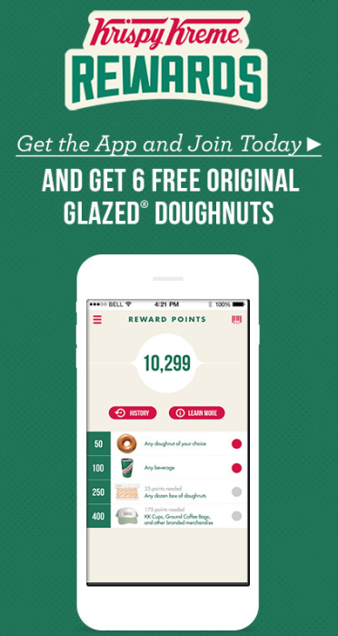 6 FREE Original Glazed Krispy Kreme Doughnuts!