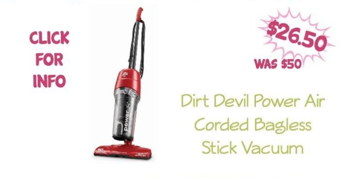 Dirt Devil Power Air Corded Bagless Stick Vacuum Just $26.50 (Was $50)!