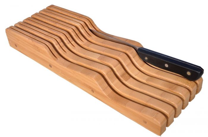 In Drawer Bamboo Knife Block Only $18.99!